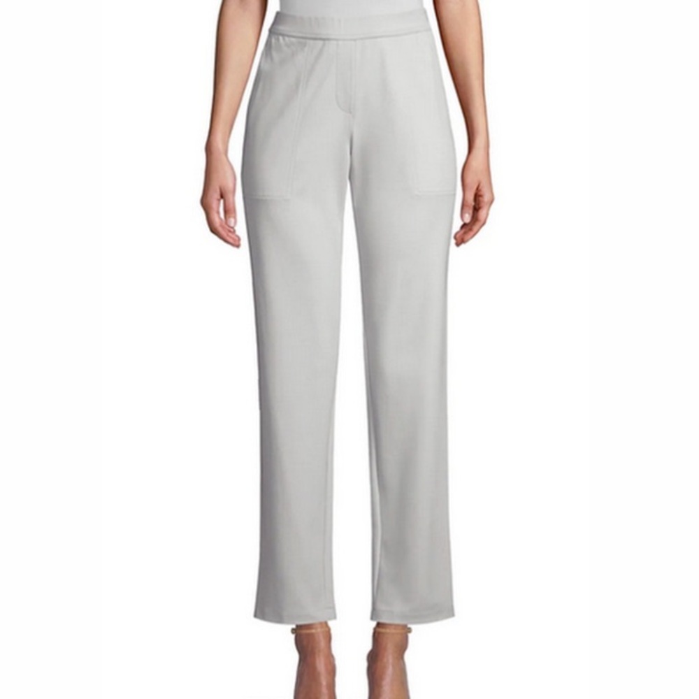 Lafayette 148 Light Gray Straight Leg Neutral Fulton Jersey Pull On Pants